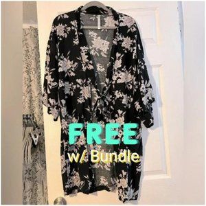 Spiritual Gangster Black Floral Kimono- One Size